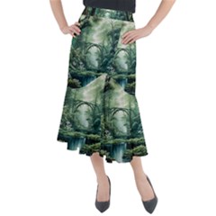 River Forest Wood Nature Midi Mermaid Skirt by Ndabl3x