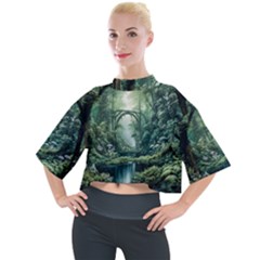 River Forest Wood Nature Mock Neck Tee by Ndabl3x