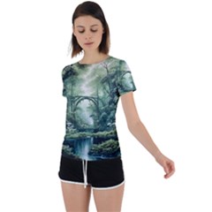 River Forest Wood Nature Back Circle Cutout Sports Tee by Ndabl3x