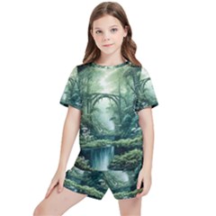 River Forest Wood Nature Kids  Tee And Sports Shorts Set by Ndabl3x