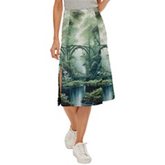 River Forest Wood Nature Midi Panel Skirt by Ndabl3x