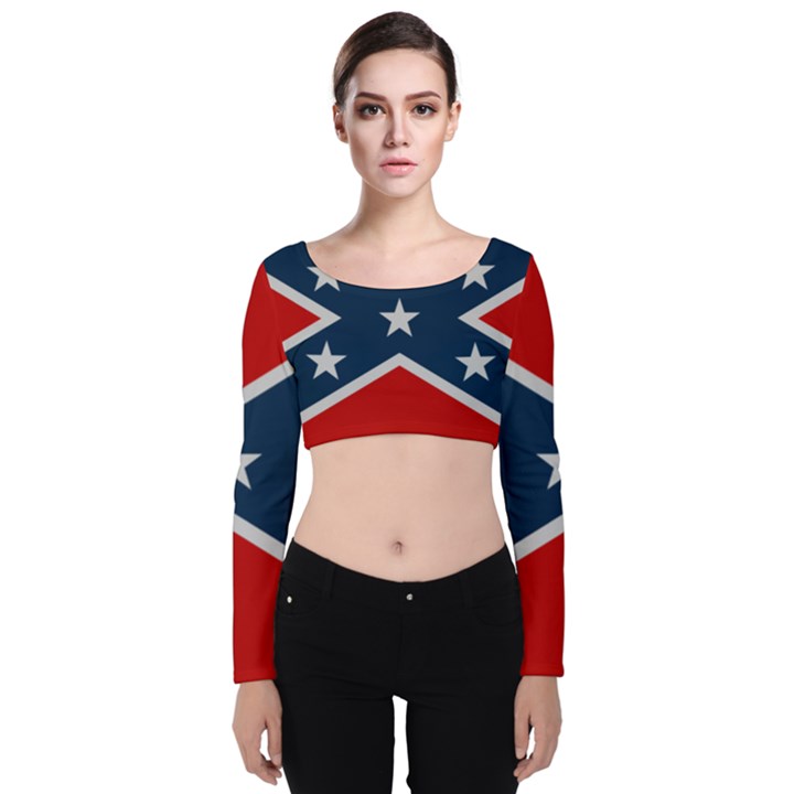 Rebel flag  Velvet Long Sleeve Crop Top