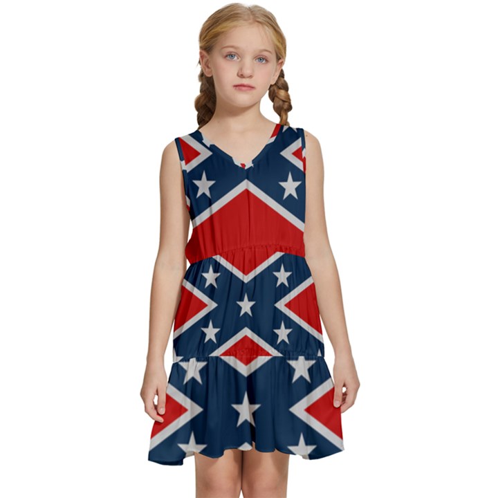 Rebel flag  Kids  Sleeveless Tiered Mini Dress