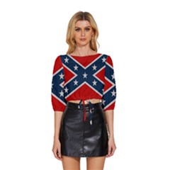 Rebel Flag  Mid Sleeve Drawstring Hem Top by Jen1cherryboot88