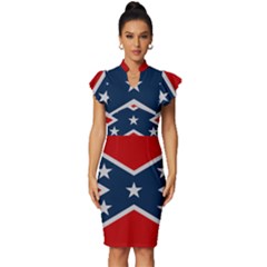 Rebel Flag  Vintage Frill Sleeve V-neck Bodycon Dress by Jen1cherryboot88