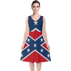 Rebel Flag  V-neck Midi Sleeveless Dress  by Jen1cherryboot88