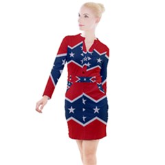 Rebel Flag  Button Long Sleeve Dress by Jen1cherryboot88