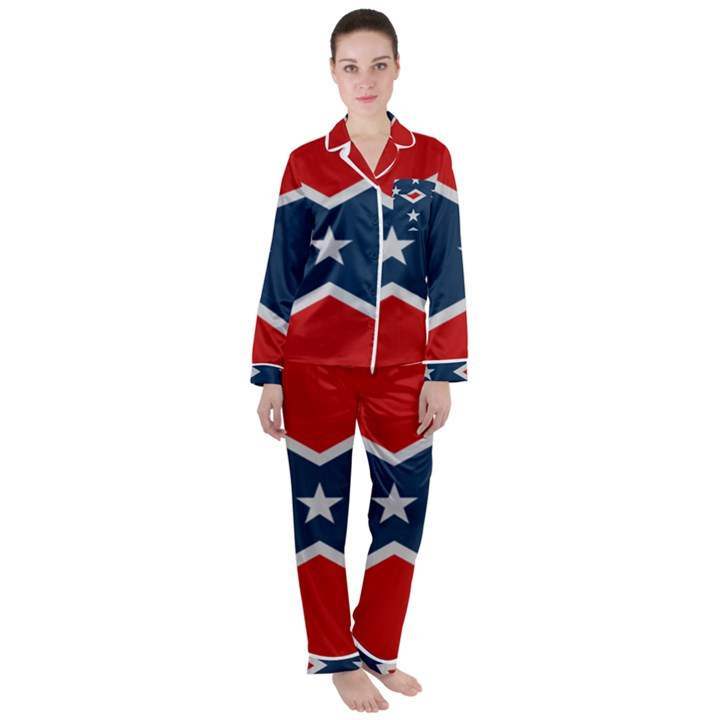 Rebel flag  Women s Long Sleeve Satin Pajamas Set	