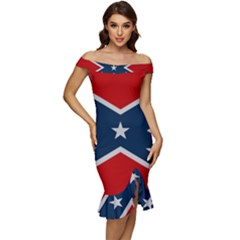 Rebel Flag  Off Shoulder Ruffle Split Hem Bodycon Dress by Jen1cherryboot88