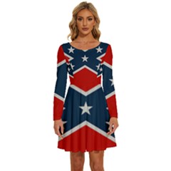 Rebel Flag  Long Sleeve Wide Neck Velvet Dress by Jen1cherryboot88