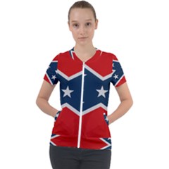 Rebel Flag  Short Sleeve Zip Up Jacket by Jen1cherryboot88