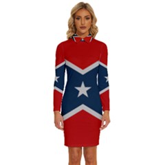 Rebel Flag  Long Sleeve Shirt Collar Bodycon Dress by Jen1cherryboot88