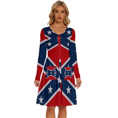 Rebel Flag  Long Sleeve Dress With Pocket by Jen1cherryboot88