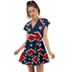 Rebel Flag  Flutter Sleeve Wrap Dress by Jen1cherryboot88