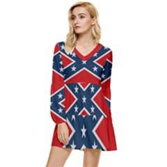 Rebel Flag  Tiered Long Sleeve Mini Dress by Jen1cherryboot88