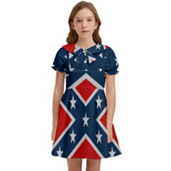 Rebel Flag  Kids  Bow Tie Puff Sleeve Dress by Jen1cherryboot88