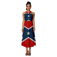 Rebel Flag  Sleeveless Cross Front Cocktail Midi Chiffon Dress