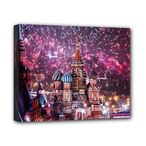 Moscow Kremlin Saint Basils Cathedral Architecture  Building Cityscape Night Fireworks Canvas 10  X 8  (stretched) by Cowasu