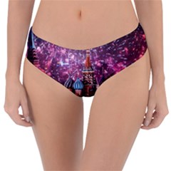 Moscow Kremlin Saint Basils Cathedral Architecture  Building Cityscape Night Fireworks Reversible Classic Bikini Bottoms by Cowasu