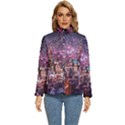 Moscow Kremlin Saint Basils Cathedral Architecture  Building Cityscape Night Fireworks Women s Puffer Bubble Jacket Coat View1