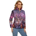 Moscow Kremlin Saint Basils Cathedral Architecture  Building Cityscape Night Fireworks Women s Puffer Bubble Jacket Coat View3