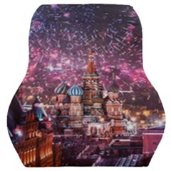 Moscow Kremlin Saint Basils Cathedral Architecture  Building Cityscape Night Fireworks Car Seat Back Cushion  by Cowasu