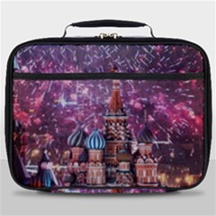 Moscow Kremlin Saint Basils Cathedral Architecture  Building Cityscape Night Fireworks Full Print Lunch Bag by Cowasu