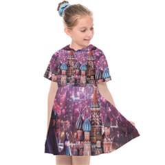 Moscow Kremlin Saint Basils Cathedral Architecture  Building Cityscape Night Fireworks Kids  Sailor Dress by Cowasu