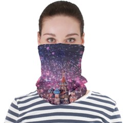 Moscow Kremlin Saint Basils Cathedral Architecture  Building Cityscape Night Fireworks Face Seamless Bandana (adult) by Cowasu