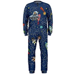 Cat Cosmos Cosmonaut Rocket Onepiece Jumpsuit (men) by Cowasu