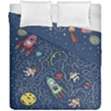 Cat Cosmos Cosmonaut Rocket Duvet Cover Double Side (California King Size) View1