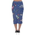 Cat Cosmos Cosmonaut Rocket Velvet Midi Pencil Skirt View2