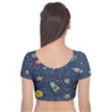 Cat Cosmos Cosmonaut Rocket Velvet Short Sleeve Crop Top  View2