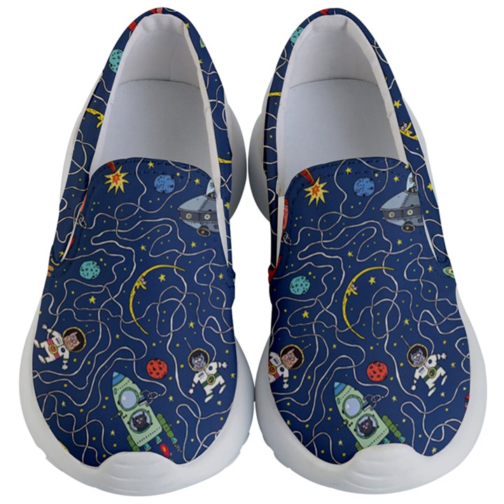 Cat Cosmos Cosmonaut Rocket Kids Lightweight Slip Ons