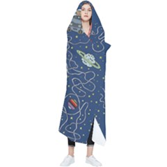 Cat Cosmos Cosmonaut Rocket Wearable Blanket by Cowasu