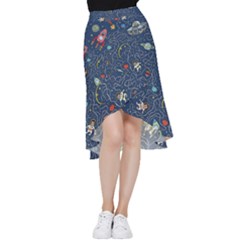 Cat Cosmos Cosmonaut Rocket Frill Hi Low Chiffon Skirt by Cowasu