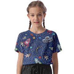 Cat Cosmos Cosmonaut Rocket Kids  Basic Tee by Cowasu