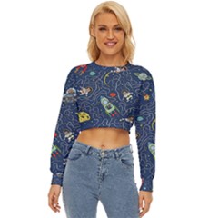 Cat Cosmos Cosmonaut Rocket Lightweight Long Sleeve Sweatshirt by Cowasu