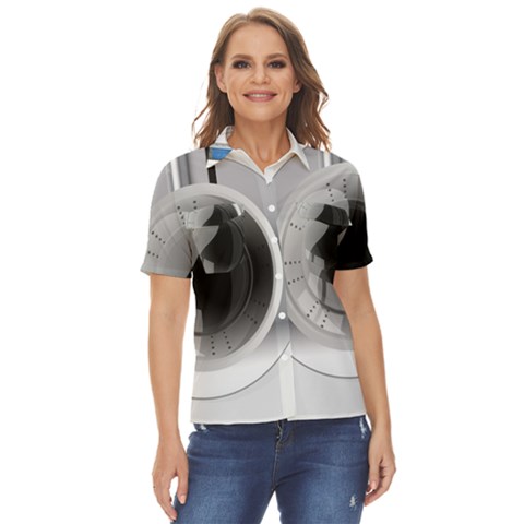 Washing Machines Home Electronic Women s Short Sleeve Double Pocket Shirt by Cowasu