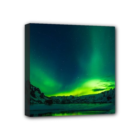 Iceland Aurora Borealis Mini Canvas 4  X 4  (stretched) by Cowasu