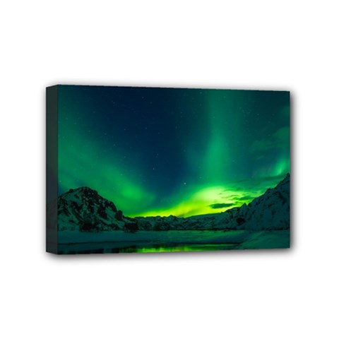 Iceland Aurora Borealis Mini Canvas 6  X 4  (stretched) by Cowasu