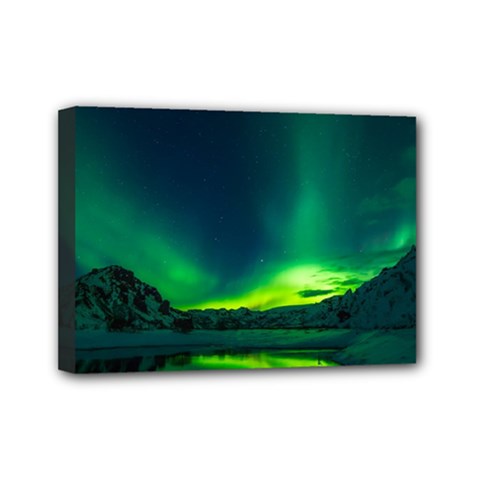 Iceland Aurora Borealis Mini Canvas 7  X 5  (stretched) by Cowasu