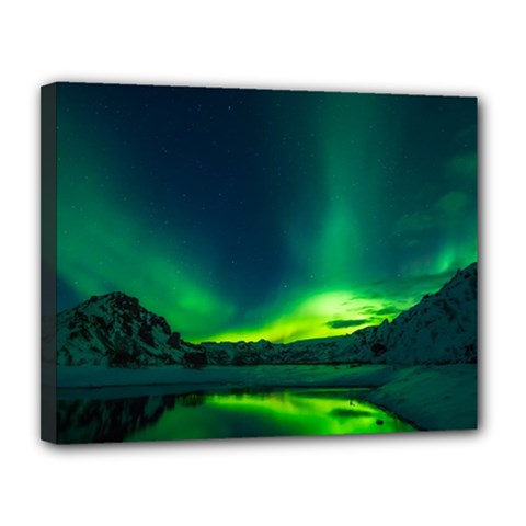 Iceland Aurora Borealis Canvas 14  X 11  (stretched) by Cowasu