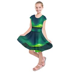 Iceland Aurora Borealis Kids  Short Sleeve Dress by Cowasu