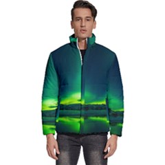 Iceland Aurora Borealis Men s Puffer Bubble Jacket Coat by Cowasu