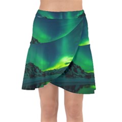 Iceland Aurora Borealis Wrap Front Skirt by Cowasu