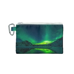 Iceland Aurora Borealis Canvas Cosmetic Bag (small) by Cowasu