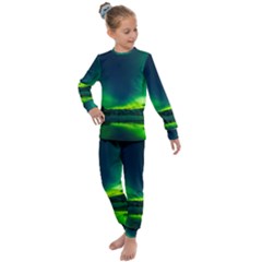 Iceland Aurora Borealis Kids  Long Sleeve Set  by Cowasu