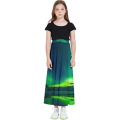 Iceland Aurora Borealis Kids  Flared Maxi Skirt by Cowasu