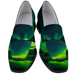 Iceland Aurora Borealis Women s Chunky Heel Loafers by Cowasu